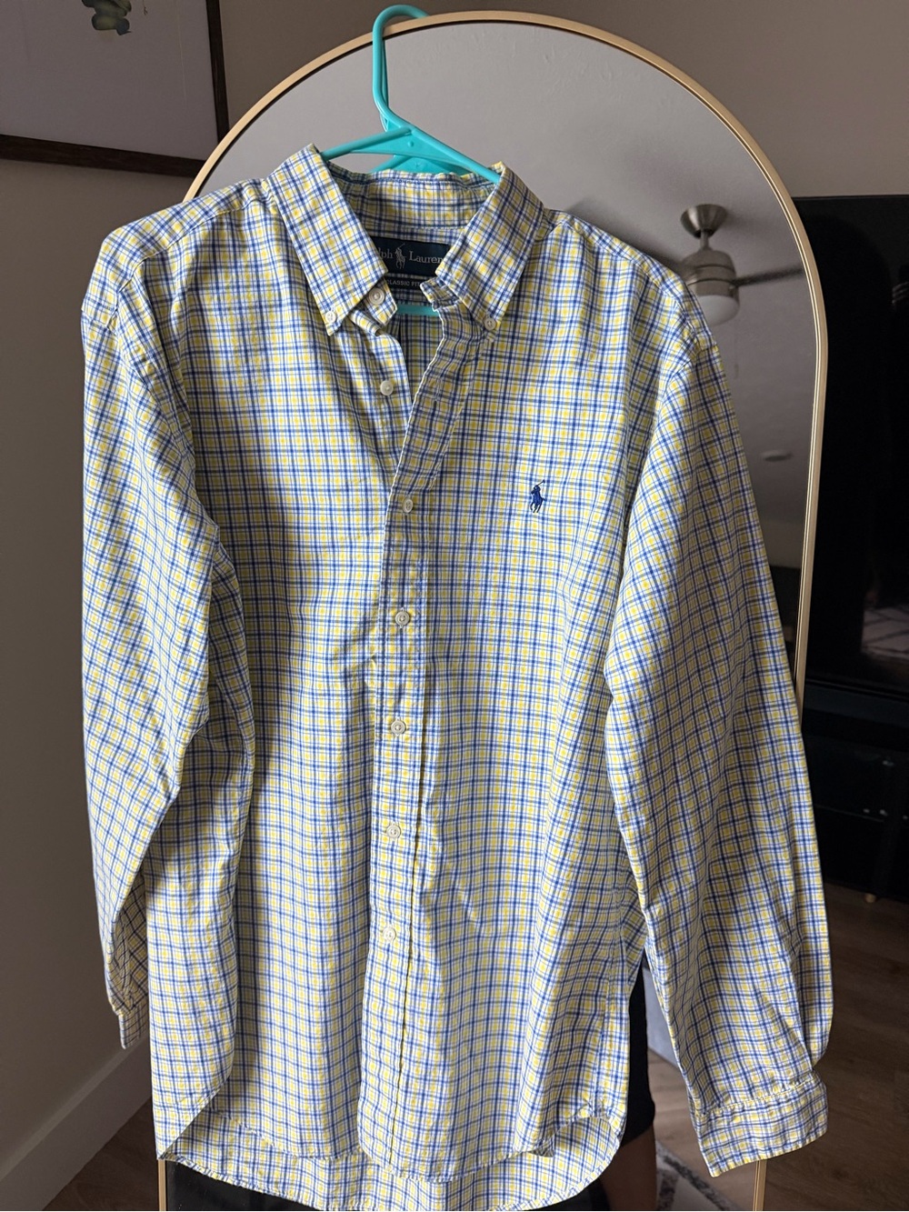 Ralph Lauren Yellow and Blue Plaid Button-Down Shirt